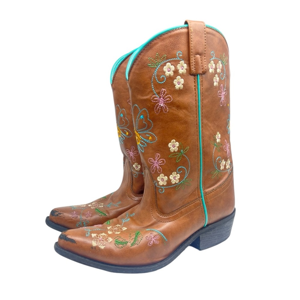 Shyanne Floral Embroidery Western Boots Boho Flowers Snip Toe Size 5 Cowboy